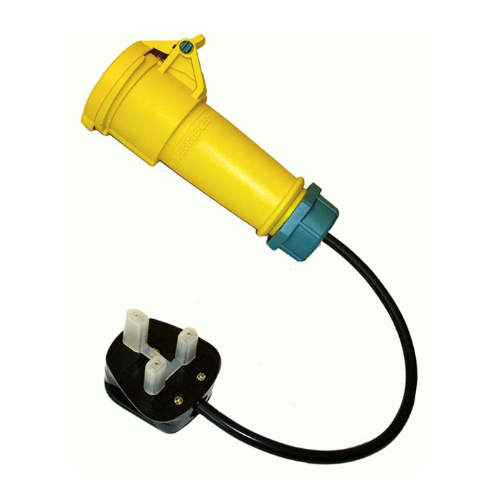 Marten® PAT Testing Adapter 110v 16a Plug to 230v 13a 1 Gang Socket Adapter 