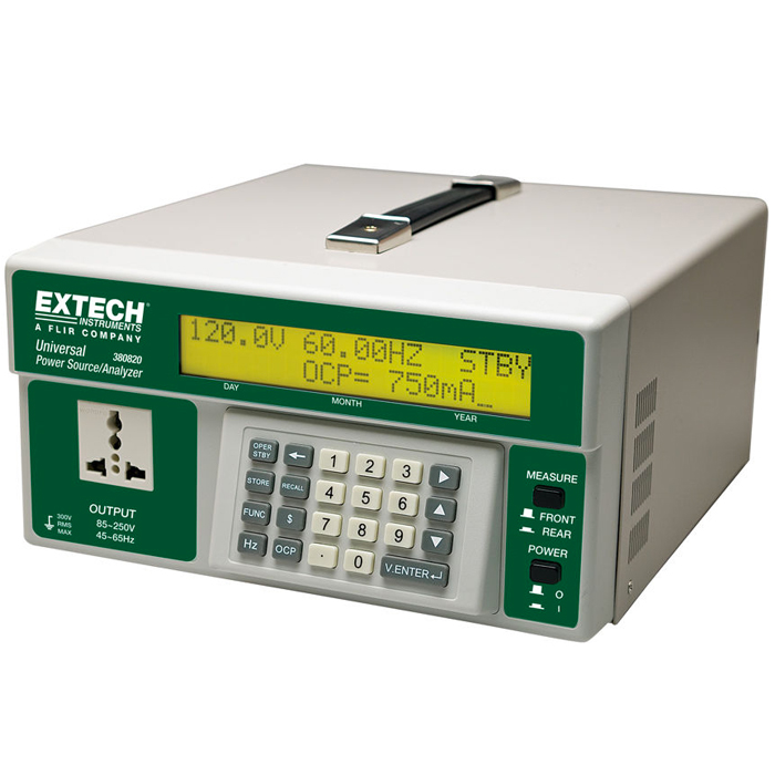 Extech 380820 Universal AC Power Source and AC Power Analyzer; Low Power High Resolution Front Panel Output with Variable Voltage and Frequency; Standby and Operation Button 