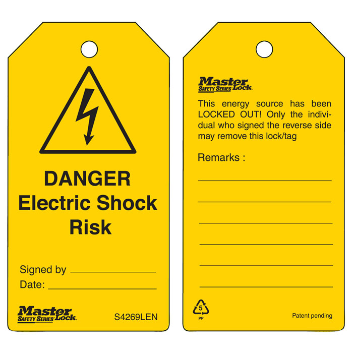 Masterlock - Electric shock risk Tags