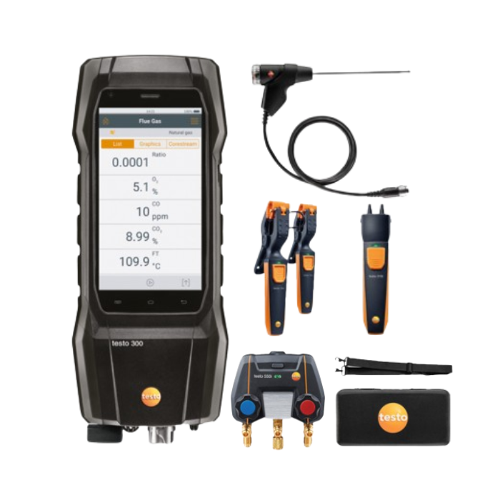 Testo 300+ Flue Gas Analyser Smart Heat Pump Kit